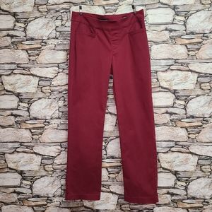 Lee Platinum Label Womens Straight Leg Pants Size 12 Solid Burgundy Red Stretch